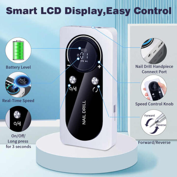 -45000RPM LCD Display Nail Drill - Image 2
